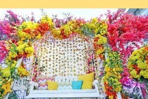 Floral Swing for Haldi Photos - Rajasthan Event Management